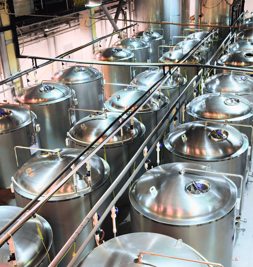 Metal shiny tanks for fermentation and beer fermentation